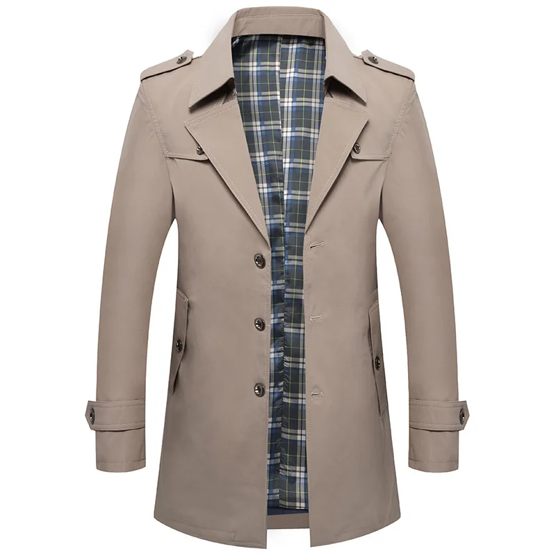 New Spring Autumn Men Business Casual Trench Coats Long Jackets Good Quality Male Tailored Collar Loose Trench Jackets Size 4XL