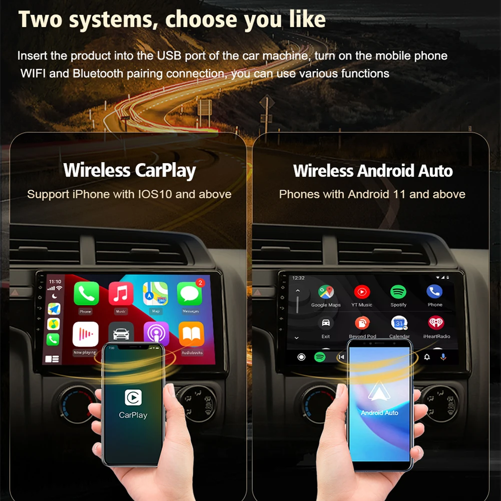 USB Wired/Wireless CarPlay Dongle Wired/Wireless Android Auto Adapter Mirrorlink Bluetooth Auto Connect For Android Car Stereo