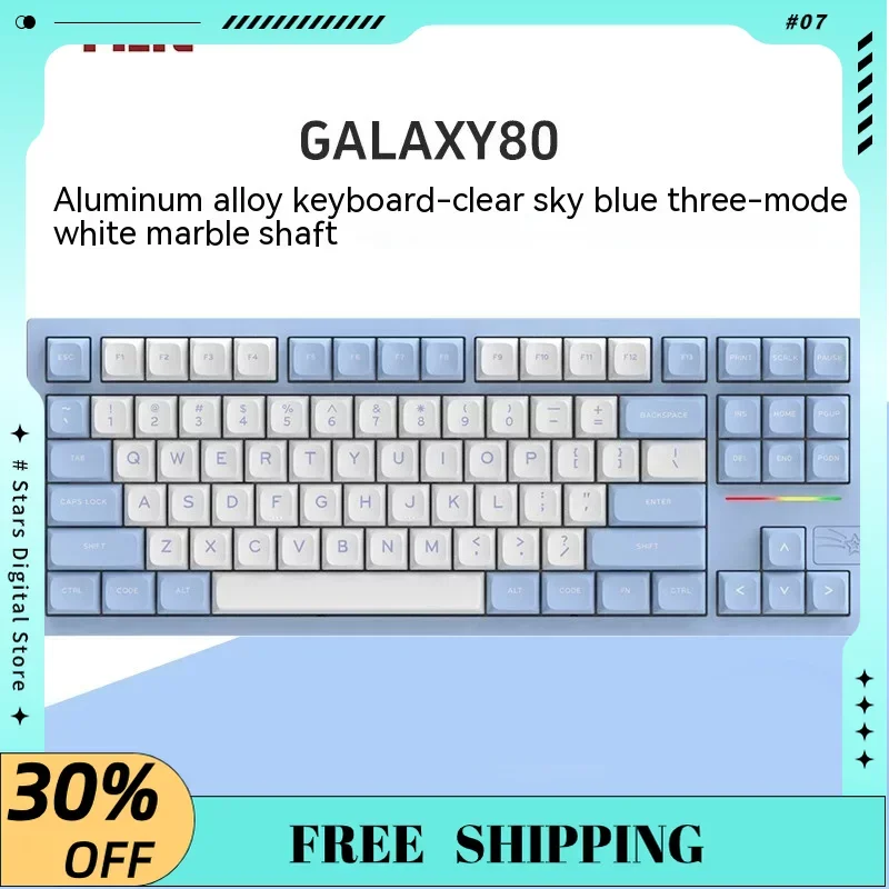 

Механическая клавиатура VTER Galaxy80, трехрежимная клавиатура RGB с горячей заменой клавиш PBT, клавиатура из алюминиевого сплава под заказ, компьютерные аксессуары