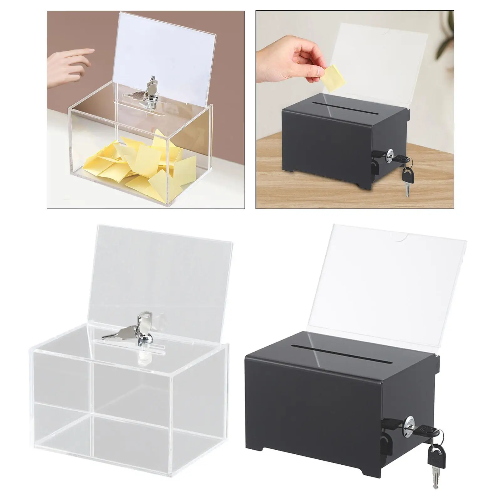 Acrylic Donation Box with Lock Charity Suggestion Box for Desk Shop Donation