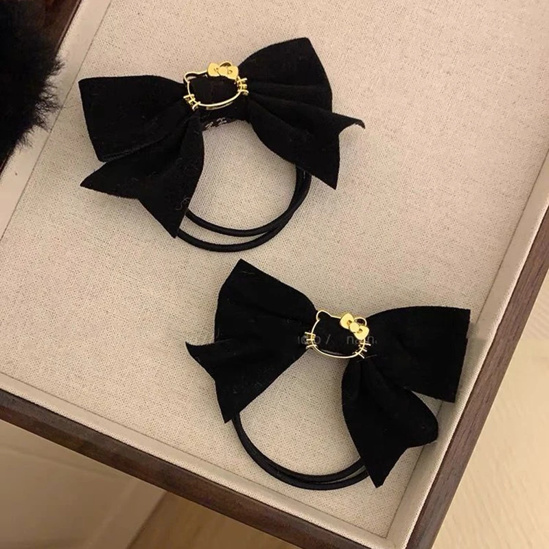 

2Pcs 2024 Kawaii Sanrio Hair Band Hello Kittys Accessories Cute Anime Bow Tie Hair Rope Vintage Headbands Toys for Girls Gift