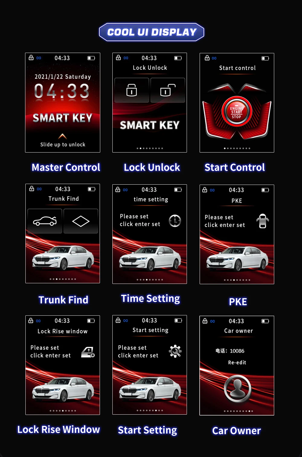 TK800A schermo LCD Smart Key LCD remoto modificato universale per BMW per Benz per Audi per Ford per Honda comodo accesso senza chiave - S2ecfdaed28b147a29f73ad9811b4bcdaF
