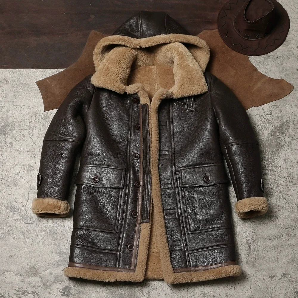 

DSB7 Asian Size Air Force Pilot Warm Wool Merino Fur Skin Coat High Quality Genuine Sheep Shearling Jacket