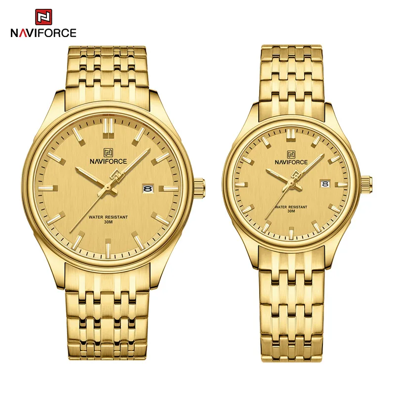 

NAVIFORCE Brand Couple Watch Fashion Casual Luminous Quartz Wristwatches for Male Female Waterproof Stainless Steel Date Clock