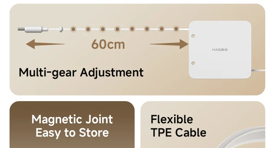 Unidirectional Retractable USB C Cable 100W Fast Charging