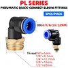 5PCS PL Series Pneumatic Quick - Connect Elbow Fittings:PL 4 6 8 10 12mm Tube, 1/8" 1/4" 3/8" 1/2" Thread, Air Hose Connectors