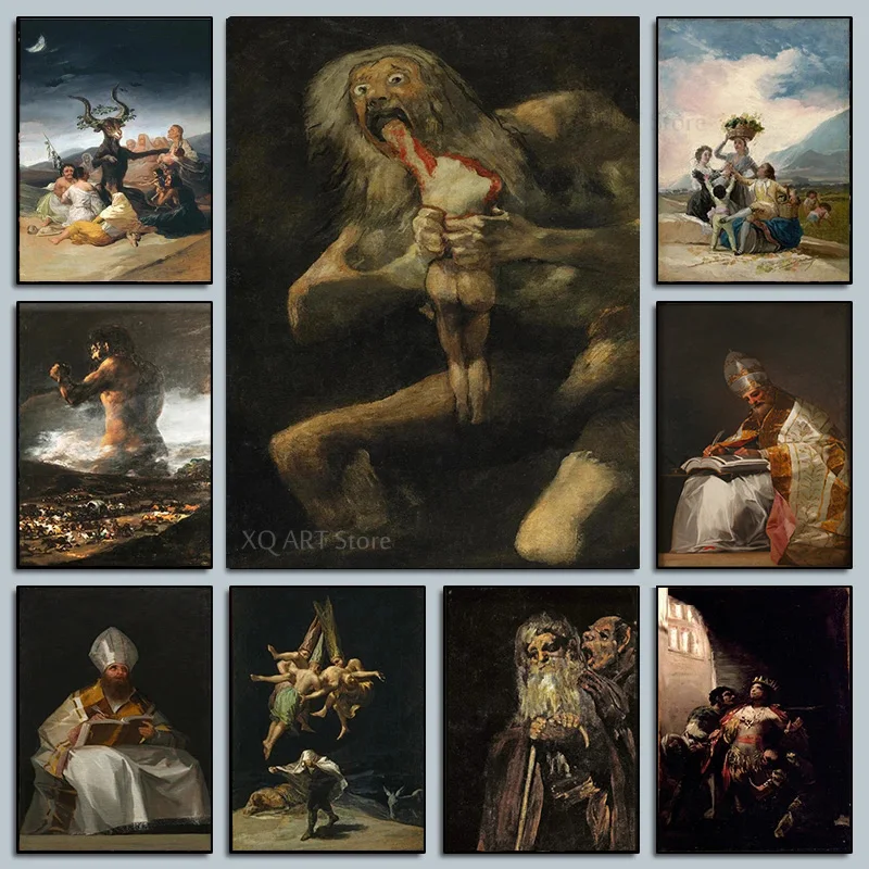 Streghe Classiche Sabbath By Francisco De Goya The Colossus Canvas Painting Stampe Poster Ritratto Wall Art Pictures Room Decor