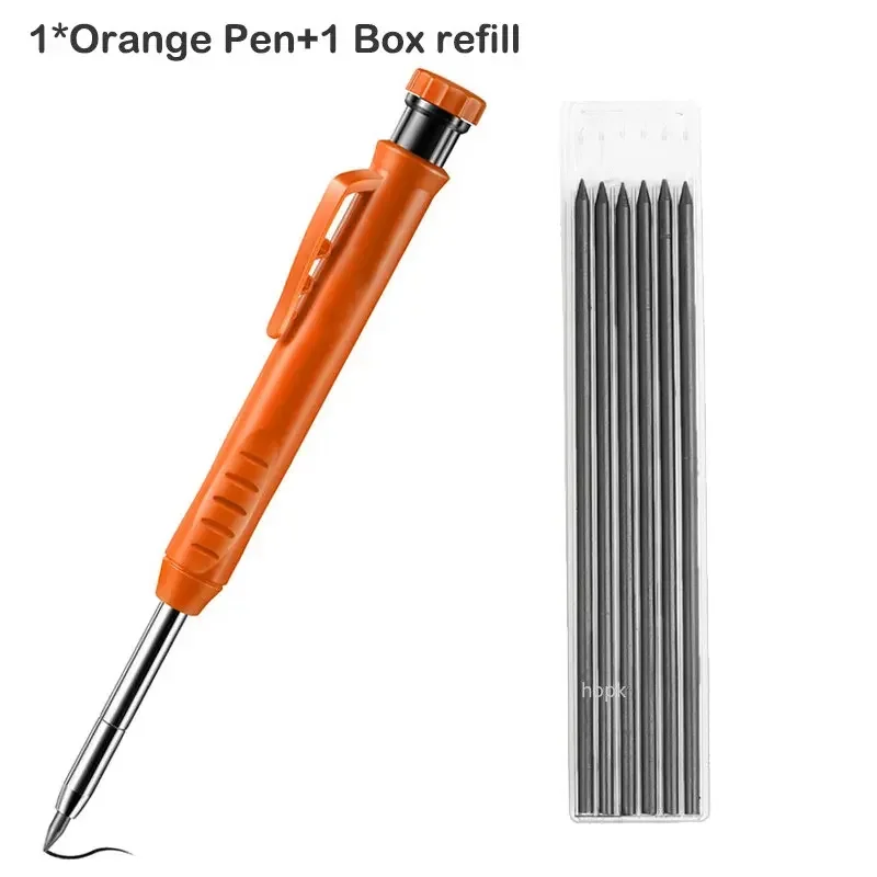 Enhanced Carpenter Pencil with Built-in Sharpener for Precise Deep Hole Marking