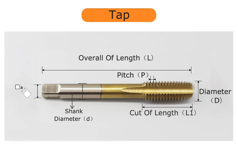 Metric HSS Tap Titan Überzogen Gerade/Spirale Flöte Maschine Gewinde Für Metall M2 M 2,5 M3 M 3,5 M4 m6 M8 M10 M12 M14 M16 M18 M20 – Detail 7