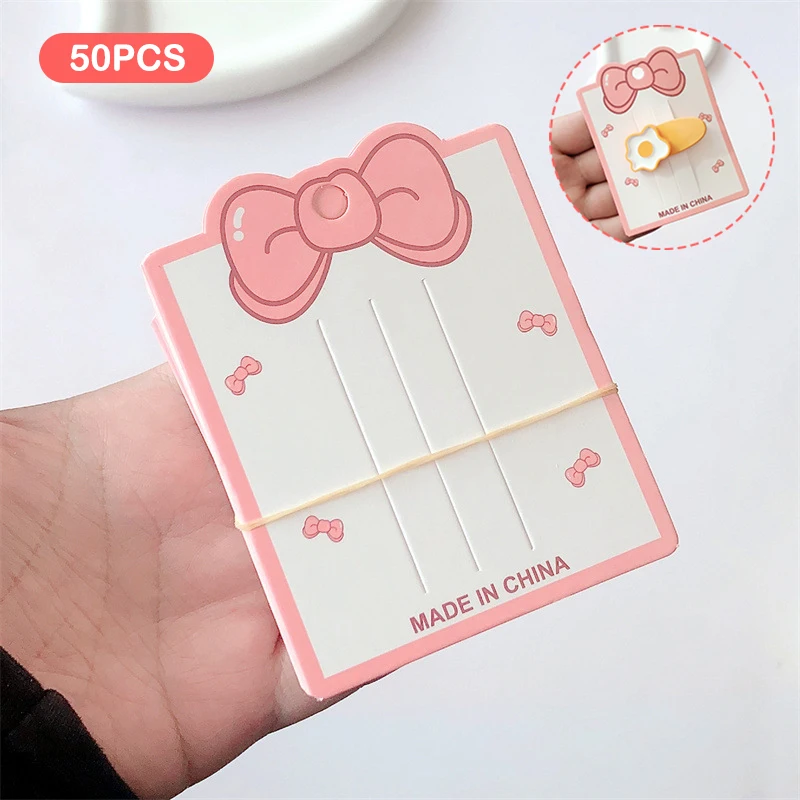 50pcs Pink Bow Display Cards For Hair Claw Clip Paper Card Headdress Card Hair Decoration Package DIY Jewelry Cardboard Package xiaomi compact hair dryer h101 pink