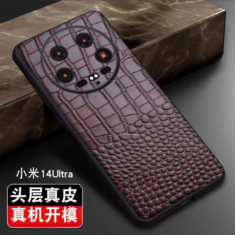 Hot Luxury Genuine Leather Wallet Business Phone Case For Xiaomi Mi 14 Ultra Magicv Cover Credit Card Money Slot Cover Holster