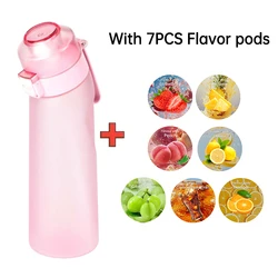 LUSQI Air Infusion Water Bottle with Flavor Rings - Stylish Tritan Sports Cup with Straw - 650ml (Frosted Pink)