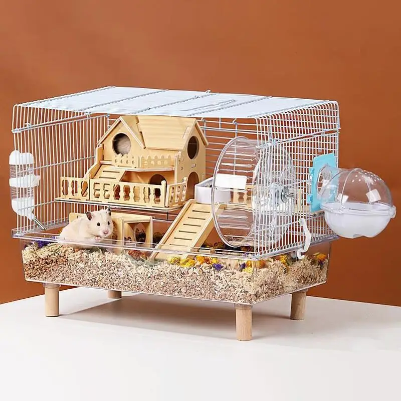 

Small Pet Hamster Cage 47 Basic Cheap Villa Gold Wire Bear Nest Wooden Anti-gnaw Pet Supplies