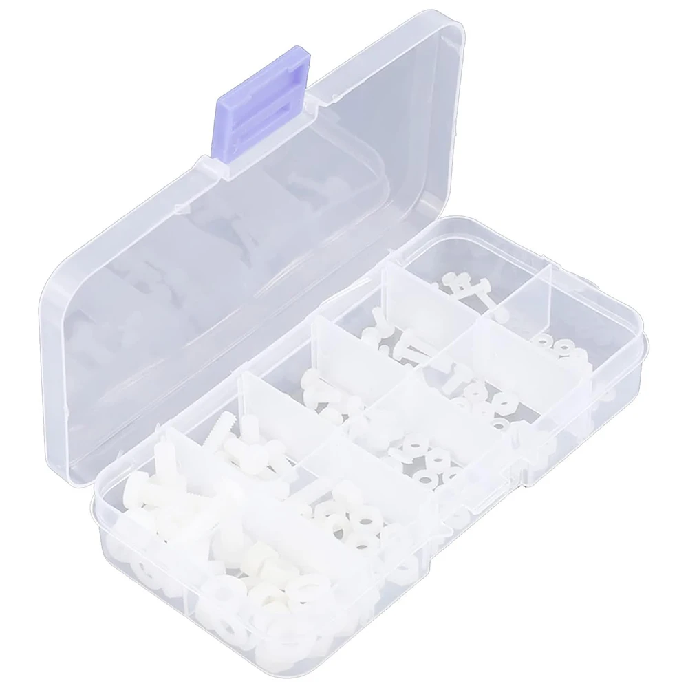 Description Picture 2 of item150pcs Nylon Screws Bolts Nuts Washers Fastener Assortment Kit in Box M2 M2.5 M3 M4 M5