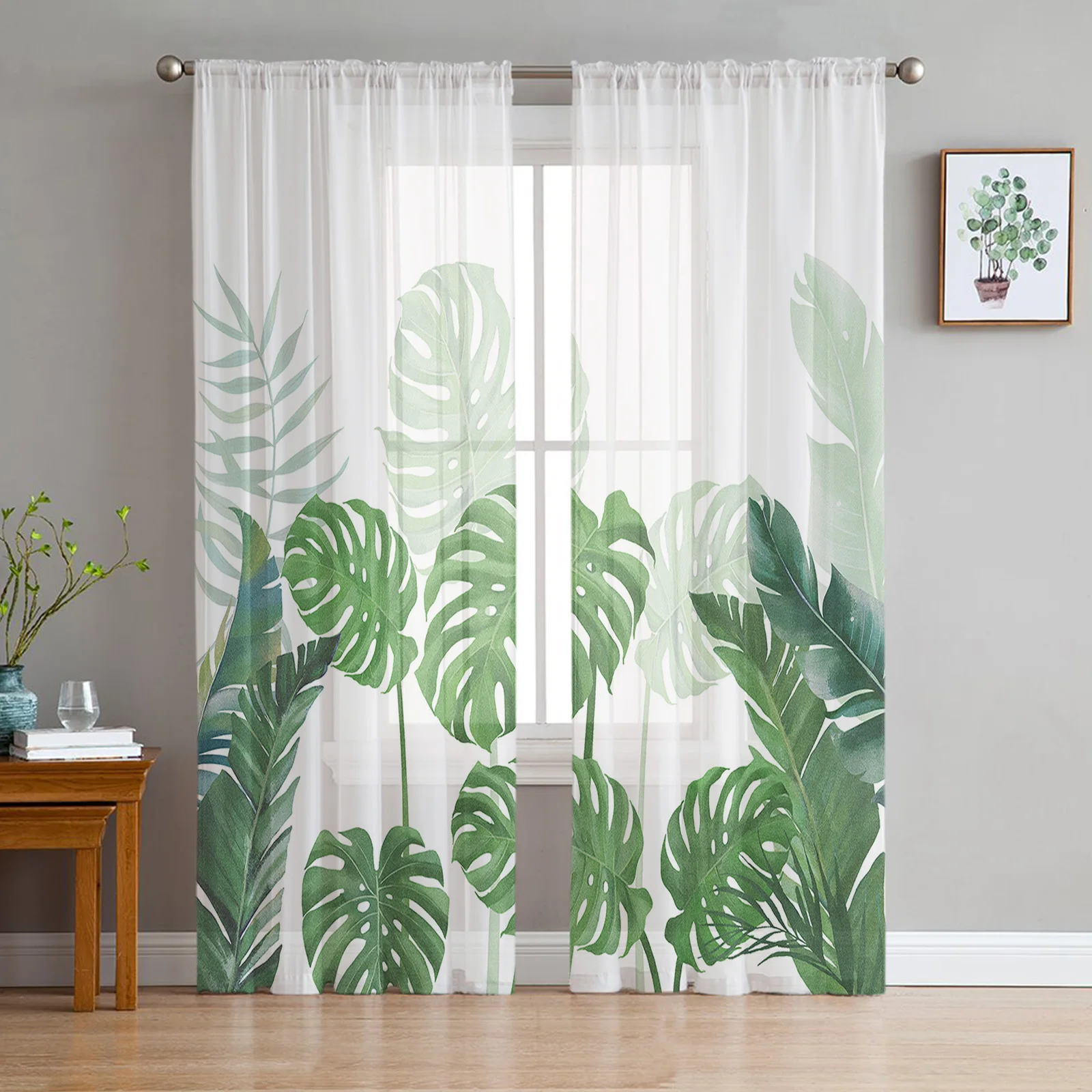 Tropical Plants Monstera Sheer Curtains for Living Room Bedroom Tulle  Curtain for Kitchen Home Decor Window Drapes - AliExpress