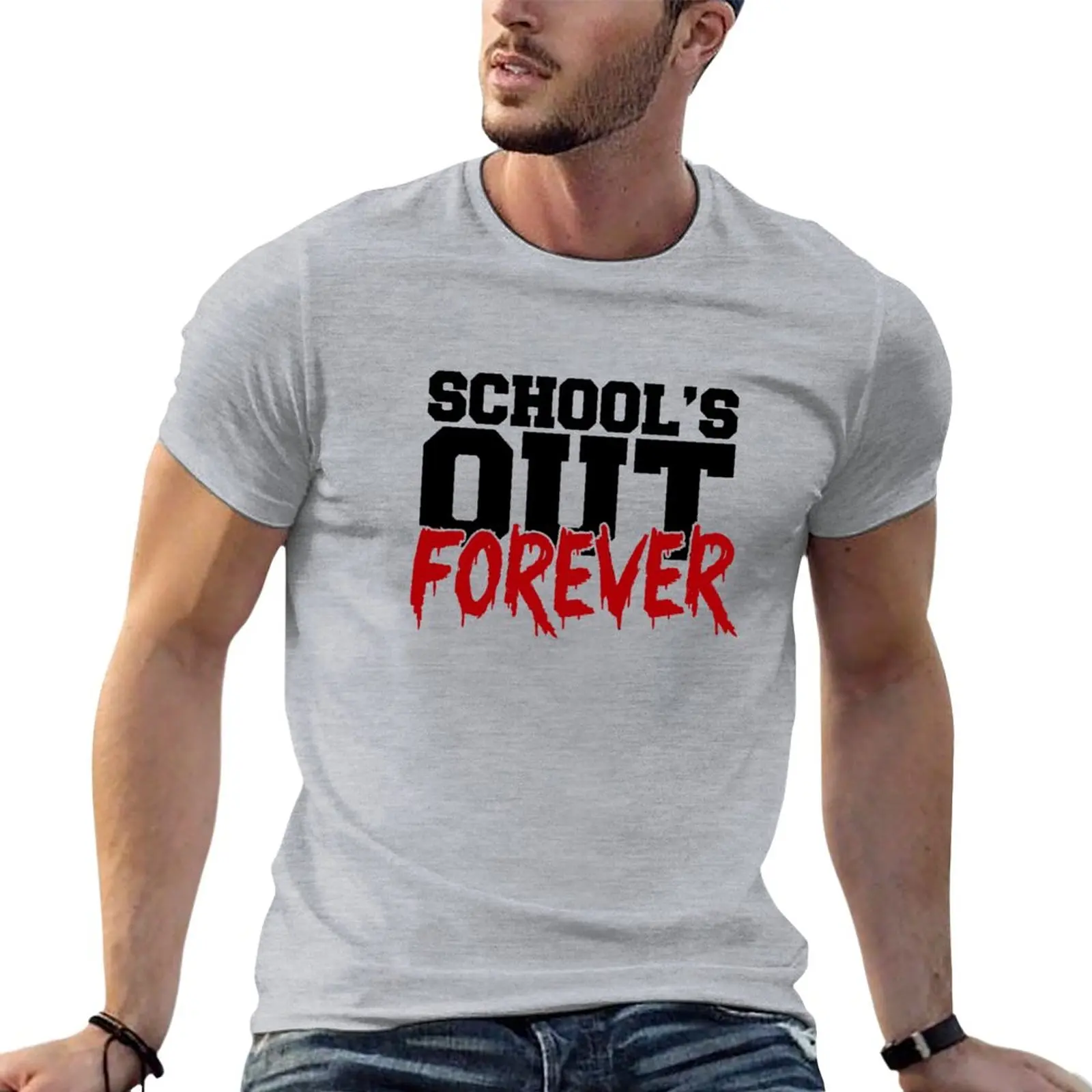 

New SCHOOL'S OUT FOREVER! T-Shirt korean fashion aesthetic clothes graphics t shirt boys white t shirts men clothings