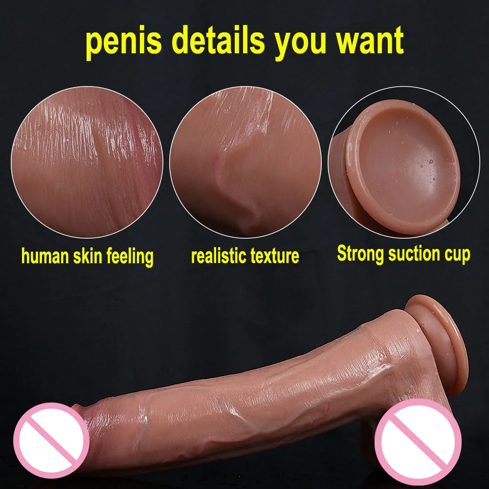 Female Sex Toys Soft Sexy Realistic Dildo Double Layer Silicone Suction Cup Anal Stimulator