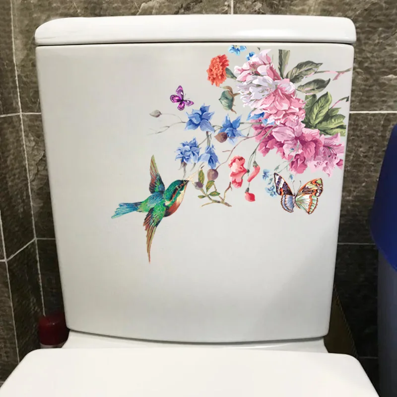 Blumen und Vögel Wanda uf kleber Badezimmer Toilette Dekor Wohnzimmer Schrank Kühlschrank Wohnkultur Aufkleber Aufkleber m244 – Detail 2