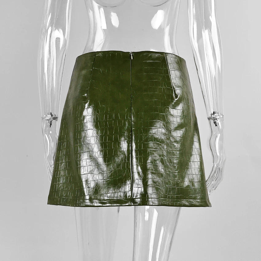 Linad Sexy Green PU Mini A Line Skirts Women Vintage Wine Red High Waist Skirt 2026 Summer Street Chic Slim Zipper Skirts Female