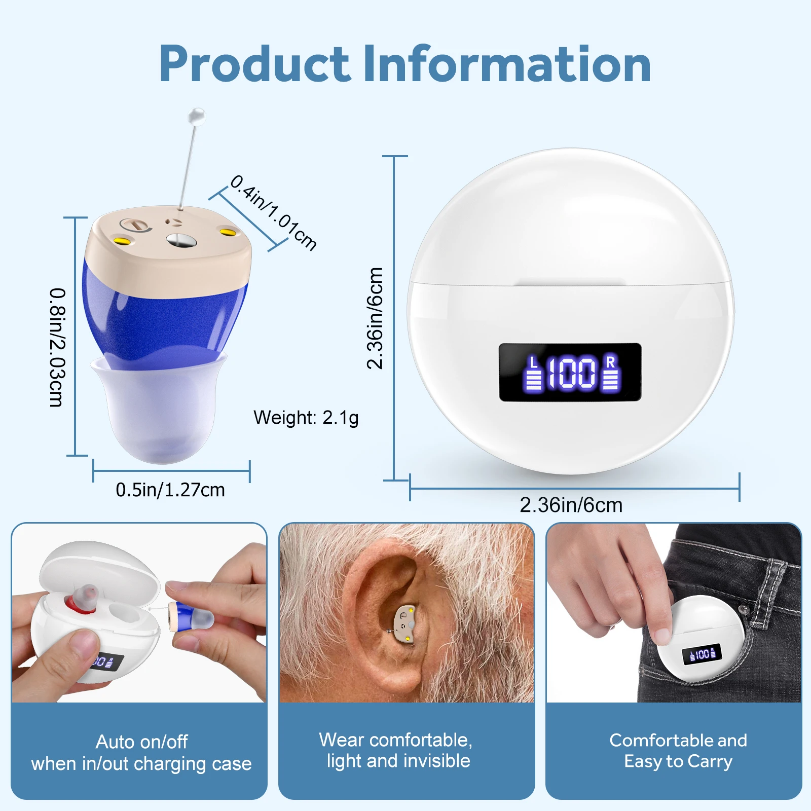 Mini Hearing Aids For Elderly Invisible Hearing Aids Portable Hearing Amplifier 3