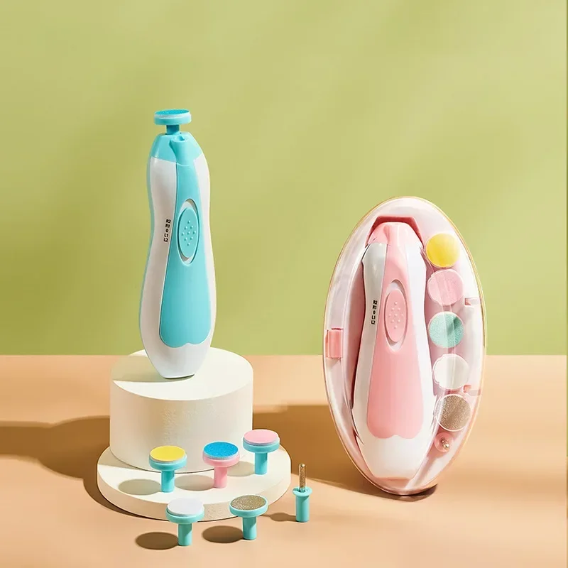 Baby Nail Trimmer Electric Newborn Essential Set Nail Clippers Tools Cutter Care Set Coupe Ongle Bebe With 6 Grinding Heads nail clipper nail care kit nail trimmer nail grinder