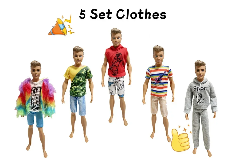 

5 Set Ken Cloth Doll Accessories Casual Wear Suit for 30cm 12inch Ken Doll Kids gift