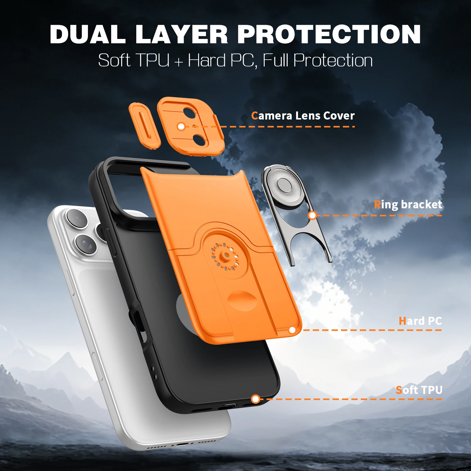 Metal Ring Stand Armor Shockproof Slide Window Phone Cover