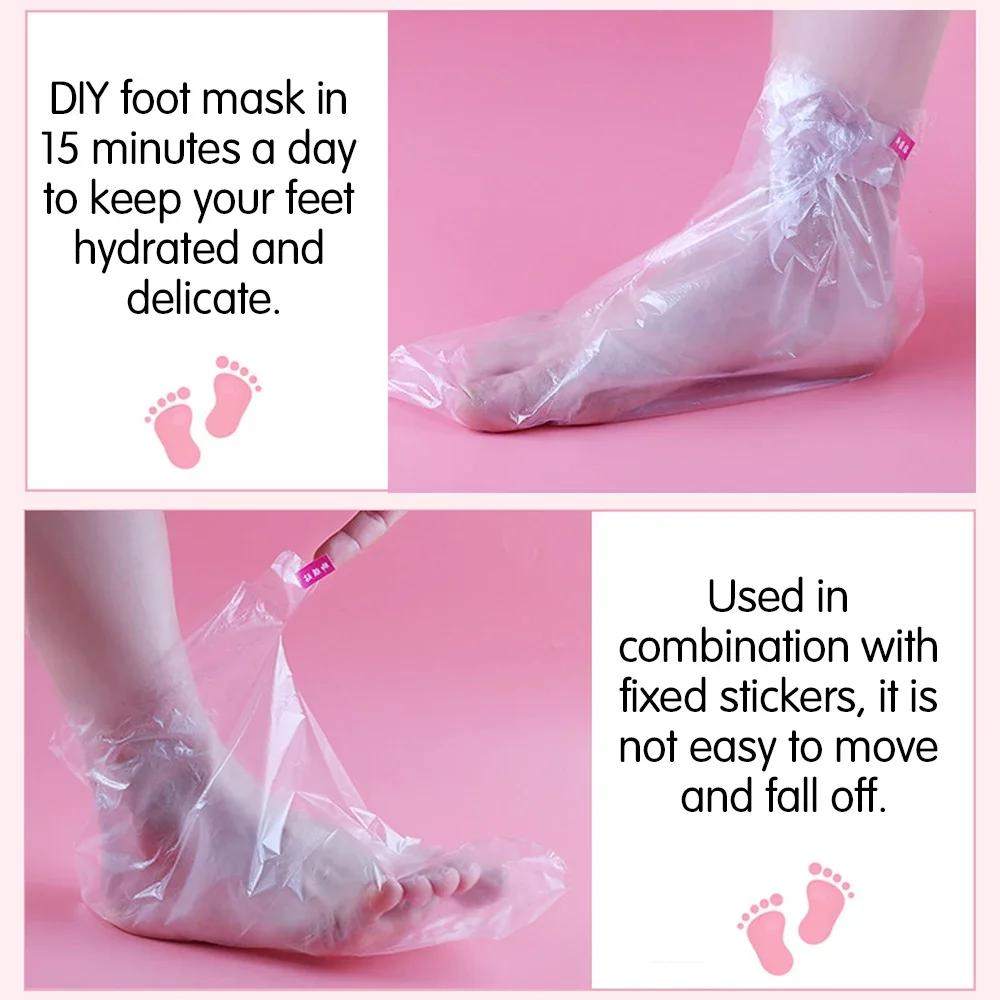 100Pcs Transprent Disposable Foot Bags Detox SPA Covers PE Plastic Foot Film Prevent Infection Chapped Feet Care Pedicure Tools 2