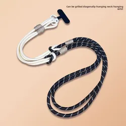 Adjustable Universal Braided Phone Lanyard Strap for Travel and Outdoor Use (Black White)