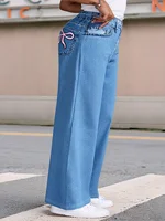Women's Plus Size Light Blue Straight Leg Jogger Pants Comfortable Casual Wear for Daily Outfits Independence Day - Image 2