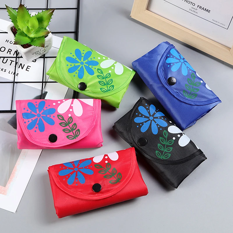 Women Foldable Shopping Bag Reusable Floral Handbag Large Capacity Oxford Cloth Casual Grocery Bag Durable Ladies Hasp Tote