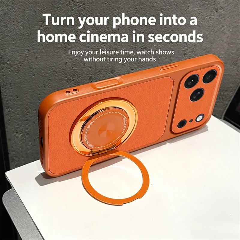 Leather Magnetic Phone Case with Stand and Holder Feature