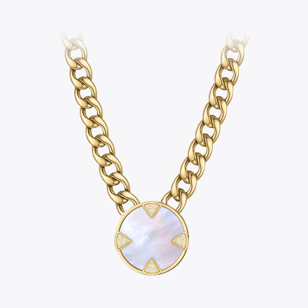 

ENFASHION Stainless Steel Necklace Gold Color Shell Pendant Necklaces Fashion Jewelry For Women Collares Para Mujer P223288