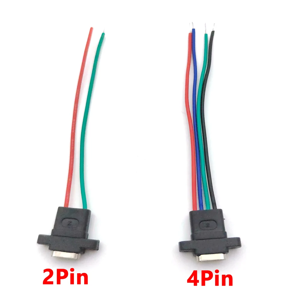 USB 3.1 커넥터 C타입 2 핀 4 핀 용접 와이어, 암 방수 소켓 고무 링, 고전류 고속 충전 포트, 1 개