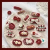 1 Pcs Pure Handmade Red Woolen Knitted Bow Hairpin Bangs Clip Girl Flower BB Clip Side Barrettes Hair Accessories 5