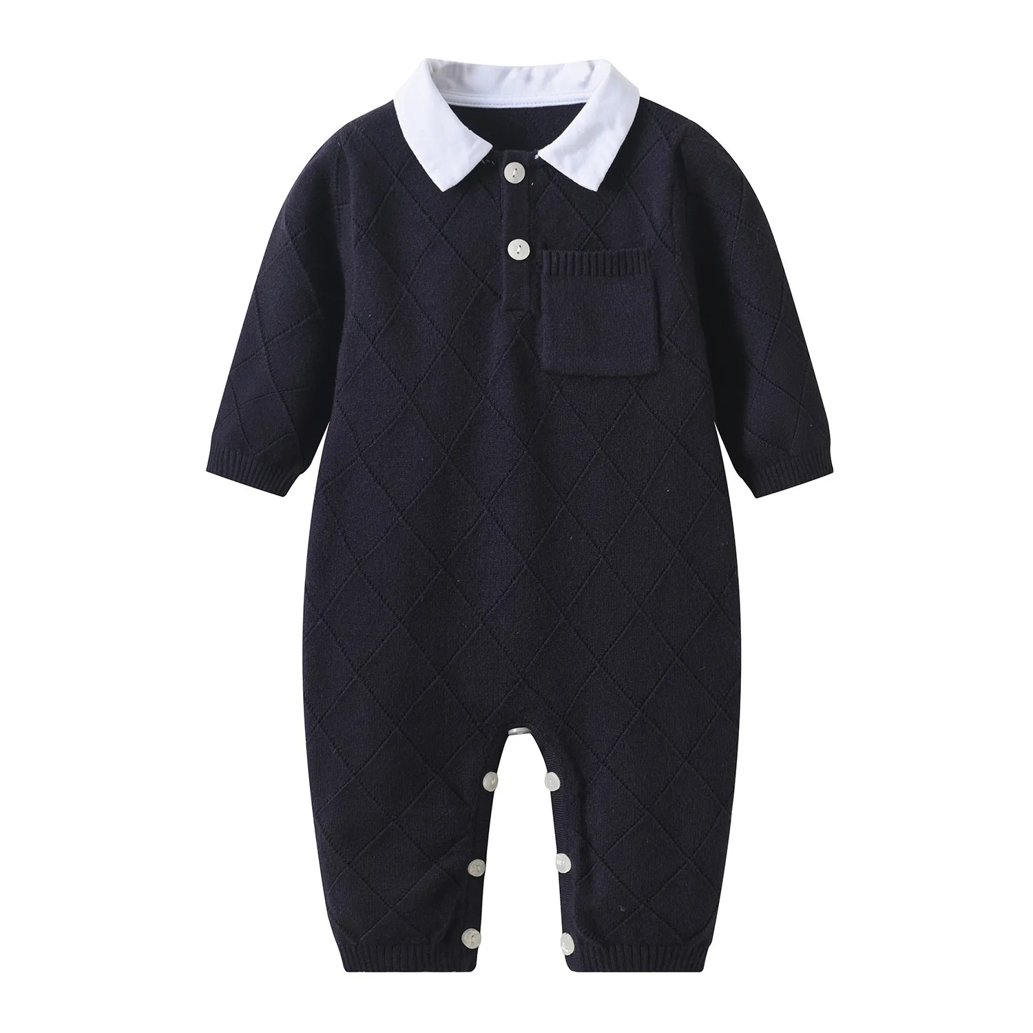 Baby Boys Knit Rompers for Autumn Newborns Jumpsuit Polo Rhomboid Knitted Bodysuits Children Clothes Playwear Kids Knitwear
