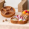 Woven Imitation Rattan Snacks Grid Plate Storage Basket Chinese New Year Living Room Dining Room Box Fruit Basket 1