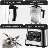 Blender haute vitesse 2-en-1 6000W, capacité 2,5L, réglage 9 vitesses, broyage de glace et extraction de jus, robot culinaire multifonction 2