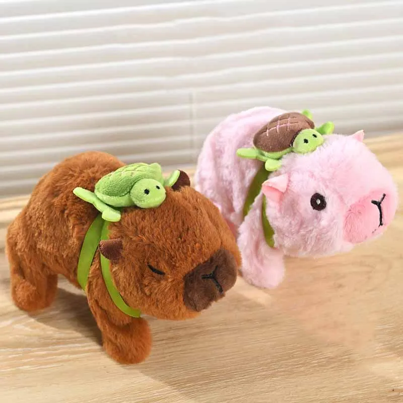 Cute Simulation Electric Plush Pull String Capybara Doll Toy Walking And Bark Electric Pet Baby Toddler Interactive Toys