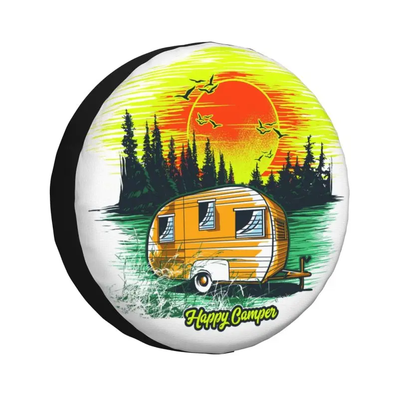 

Happy Camper Camping Spare Wheel Cover for Suzuki Mitsubish 4WD SUV Adventure Travel RV Car Tire Protector 14" 15" 16" 17" Inch