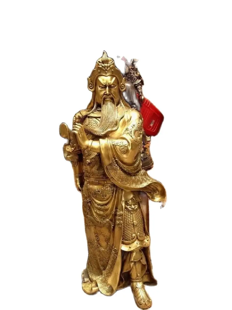 

Бесплатная доставка, китайский латунный медный Меч дракона Warrior Guan Gong Yu статуя бога Будды 97 см