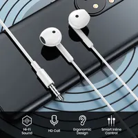 TOPK-Écouteurs intra-auriculaires avec microphone, contrôle du volume, prise jack 3.5mm, universel, pour iPhone et Android 5