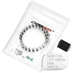 Assorted Unidirectional Transient Voltage Suppressor Diodes Set - 4 SMD Values (50Pcs SMBJ15A SMB)