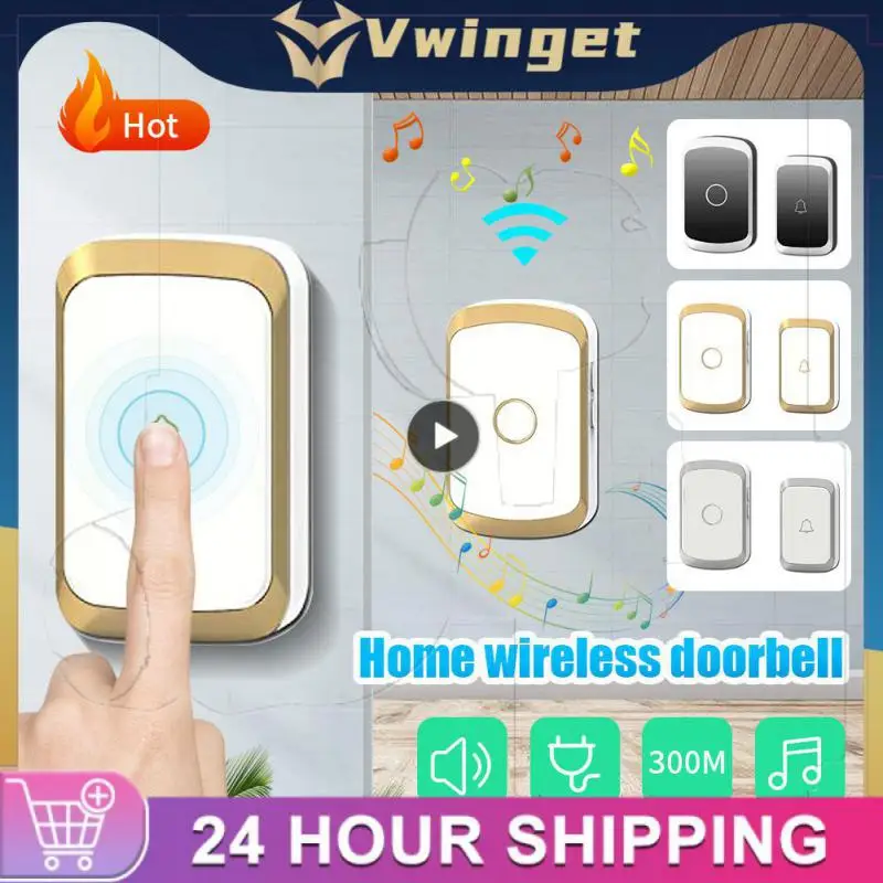 

1PCS Wireless Doorbell 36 Chimes Door Ring 100-240V 300M Range IP44 Waterproof EU UK US Plug Receiver Door Bell