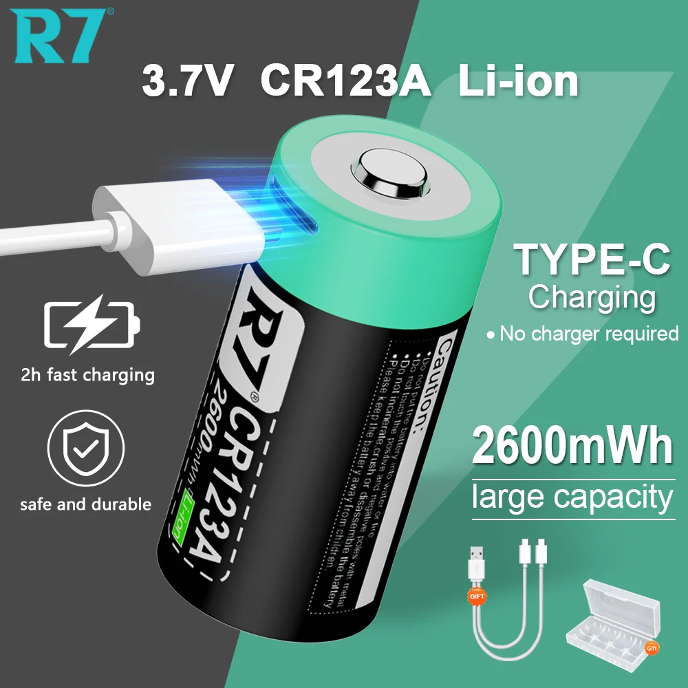 Lot De 2 Piles Rechargeables 14250 – 300mAh 3.7V USB Type-C – Pour Laser, Lampe
