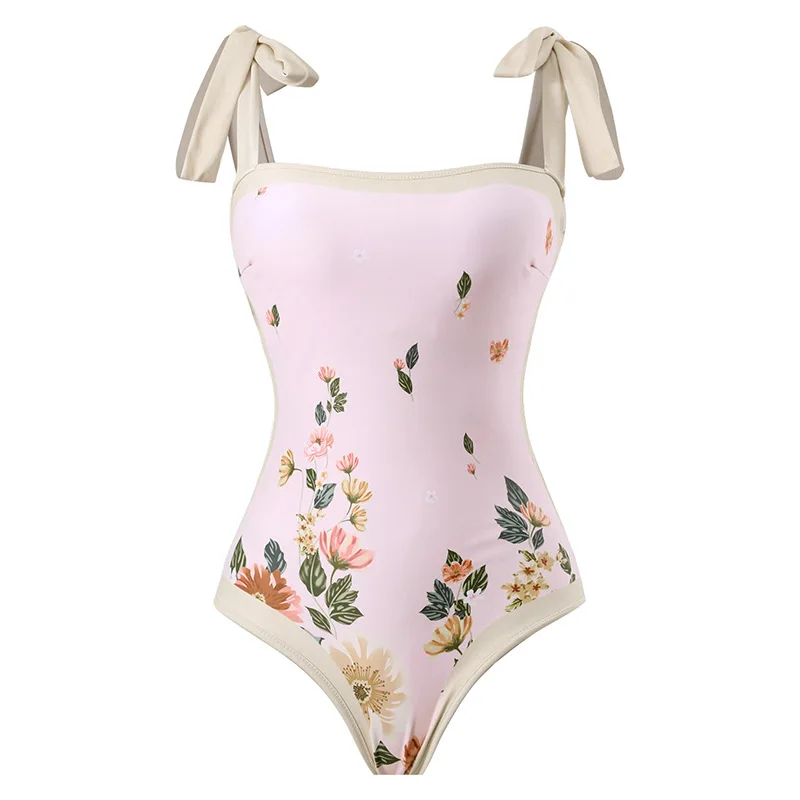 Flower Print Bikin Sexy Swimsuit Suit Beach Skirt Two-piece Women's Fashion Swimwear Backless Beachwear Cover Up