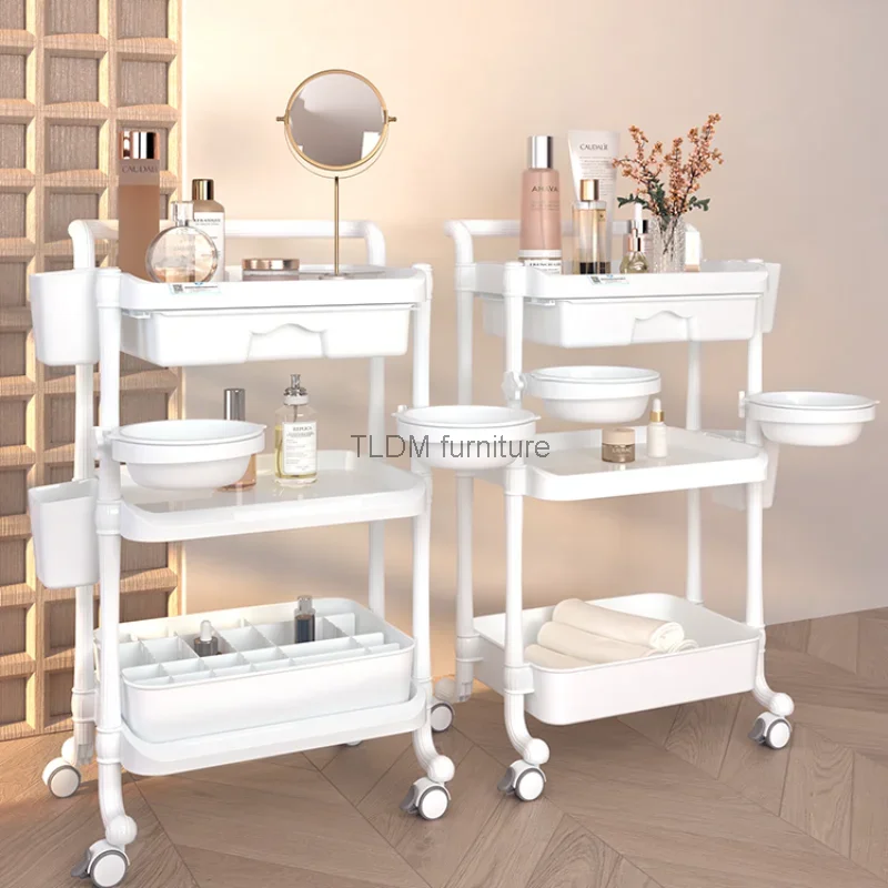 Storage Trolley Beauty Salon Special Tool Trolley Nail Art Eyelash Hairdressing Trolley with Wheels Tattoo Barber Shop Mobile
