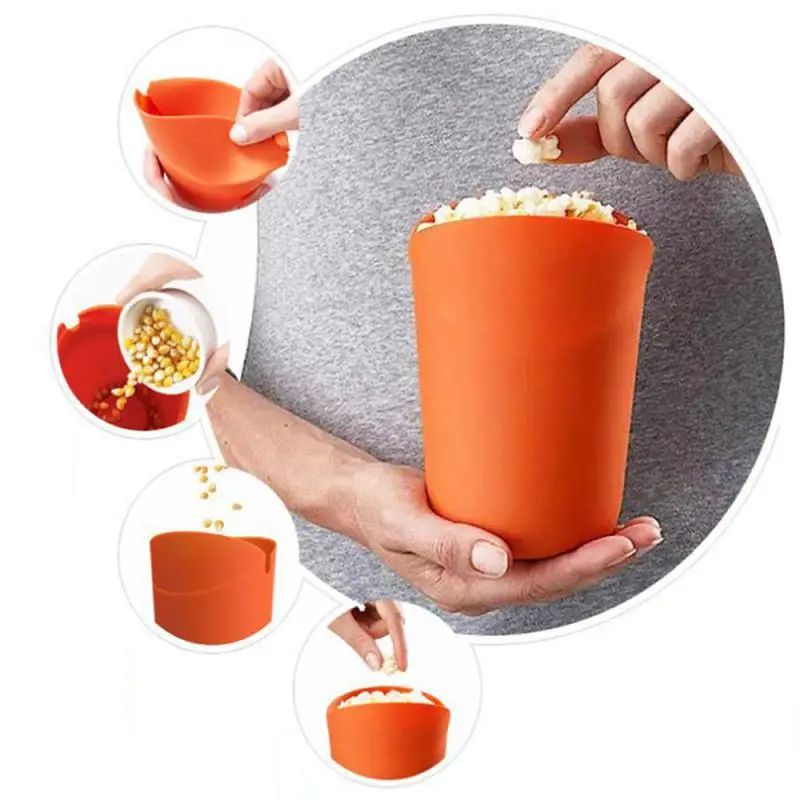 Secchio Per Popcorn Popcorn Microonde Pieghevole In Silicone Rosso Cucina Di Alta Qualità Strumenti Facili Secchio Per Popcorn Ciotola Maker Kitchen A
