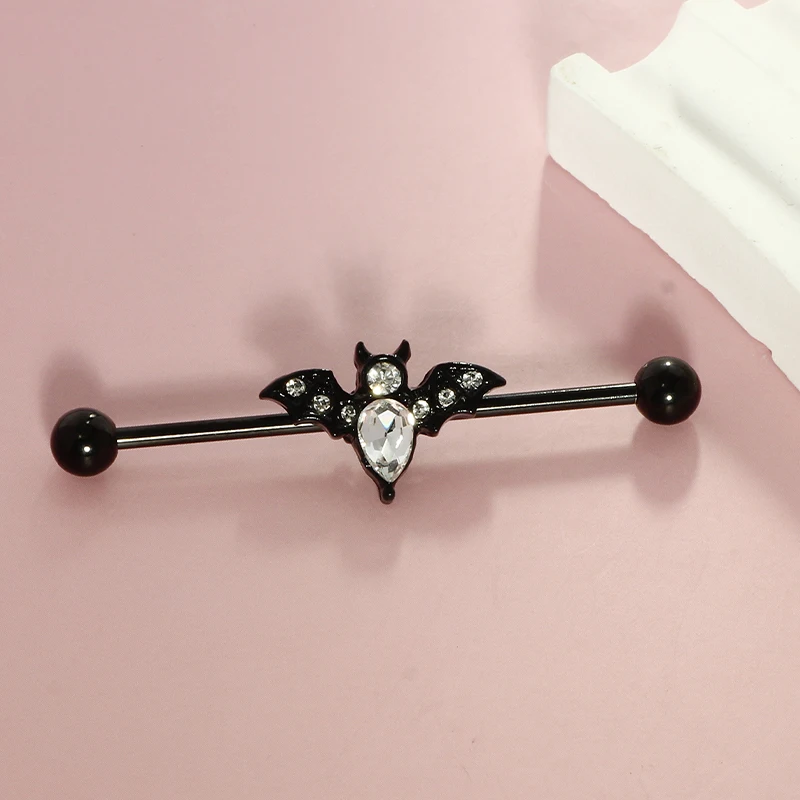 1Pcs 14G 38mm Stainless Steel Industrial Barbell Ring Ear Straight Barbell Stud Cartilage Earring Helix Body Piercing Jewelry