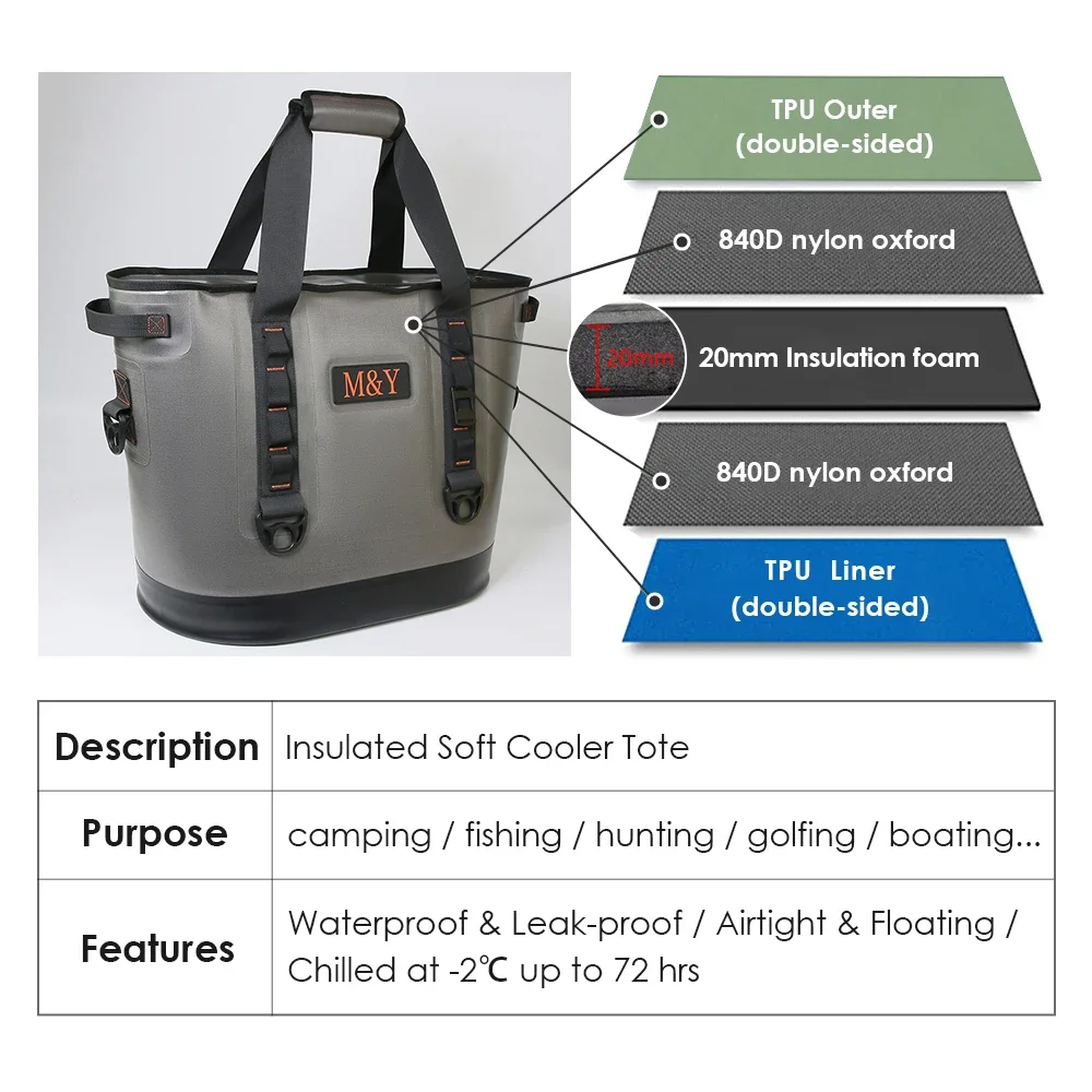 Cooler Bags Factory Waterproof Ice Insulated TPU Quality Portable Camp Soft Cooler with Close Cell Foam